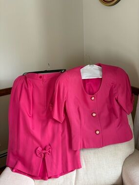 Talbots Bright Fuchsia Short-Sleeve Jacket & Skirt Set
